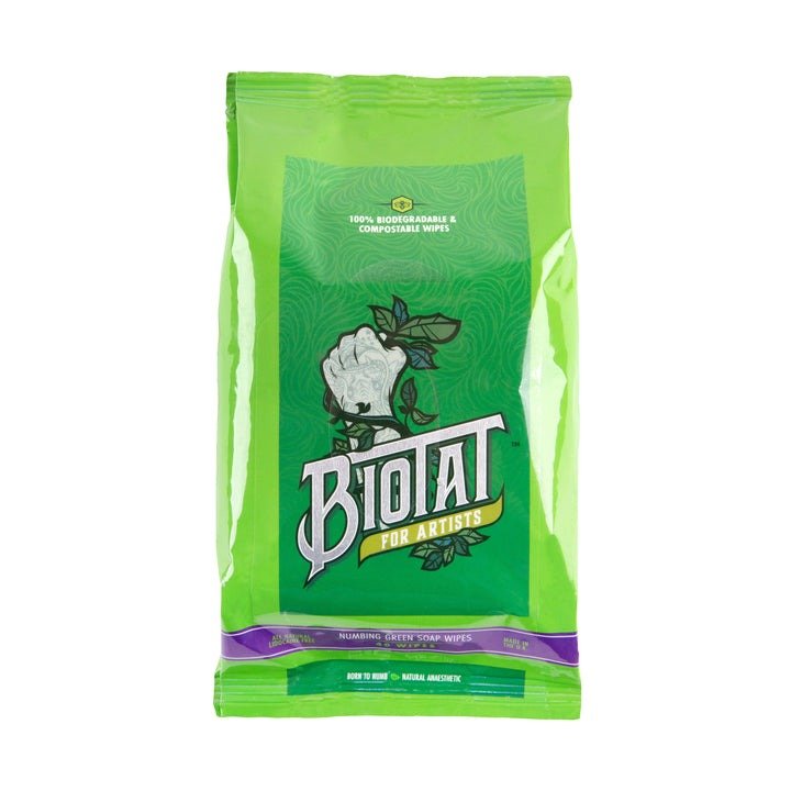 Confezione da 40 salviette BIOTAT Numbing Green Soap - mrpmu