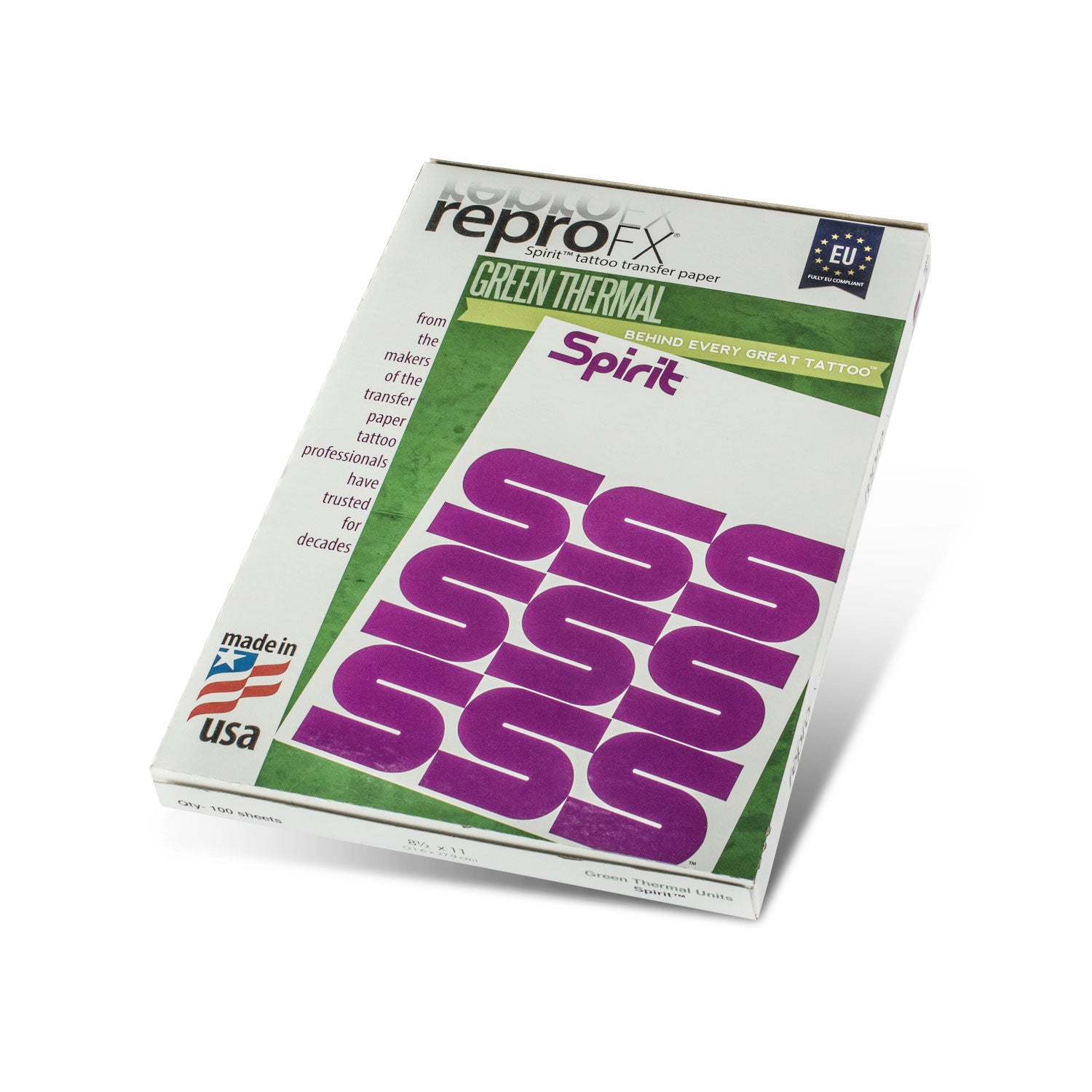 ReproFX Spirit Green - Carta Ectografica da Stampante Termica Verde (21,6x27,9) 100pcs