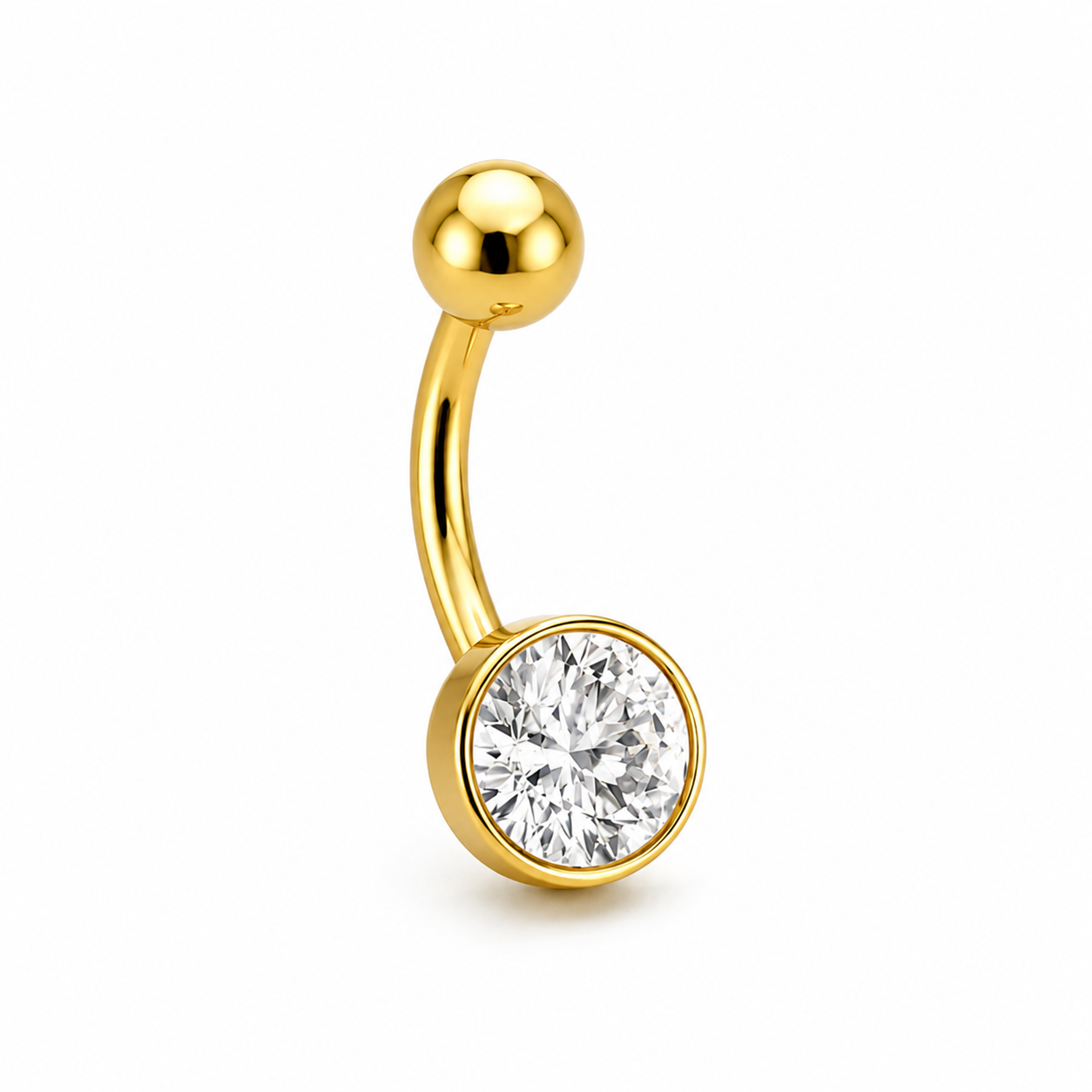 ESSETY JEWELS - Bananina con Brillantino Base Liscia Gold Completo