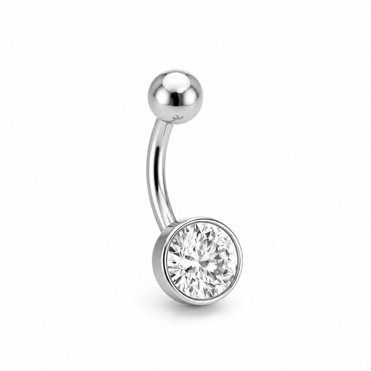 ESSETY JEWELS - Bananina Silver con Brillantino Base Liscia Completo